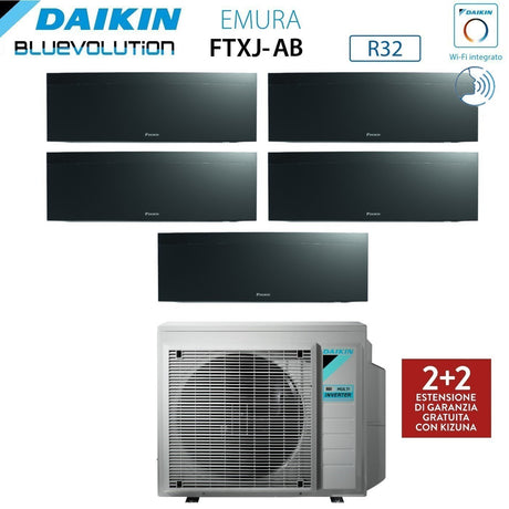 climatizzatore condizionatore daikin bluevolution penta split inverter serie emura black iii 9_9_9_9_15 con 5mxm90n r 32 wi fi integrato 9000_9000_9000_9000_15000 colore nero garanzia italiana