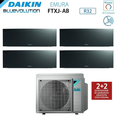 climatizzatore condizionatore daikin bluevolution quadri split inverter serie emura black iii 7_7_7_15 con 4mxm68n r 32 wi fi integrato 7000_7000_7000_15000 colore nero garanzia italiana