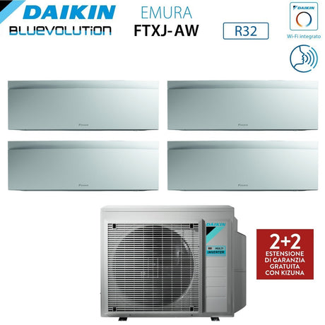 climatizzatore condizionatore daikin bluevolution quadri split inverter serie emura white iii 7_7_7_7 con 4mxm80n r 32 wi fi integrato 7000_7000_7000_7000 colore bianco garanzia italiana