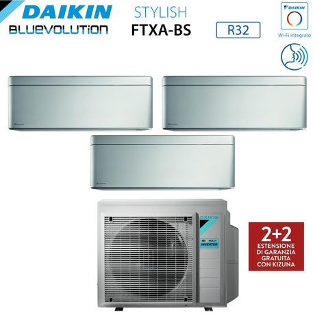 climatizzatore condizionatore daikin bluevolution trial split inverter serie stylish total silver 7_15_15 con 3mxm68n r 32 wi fi integrato 7000_15000_15000 colore grigio garanzia italiana