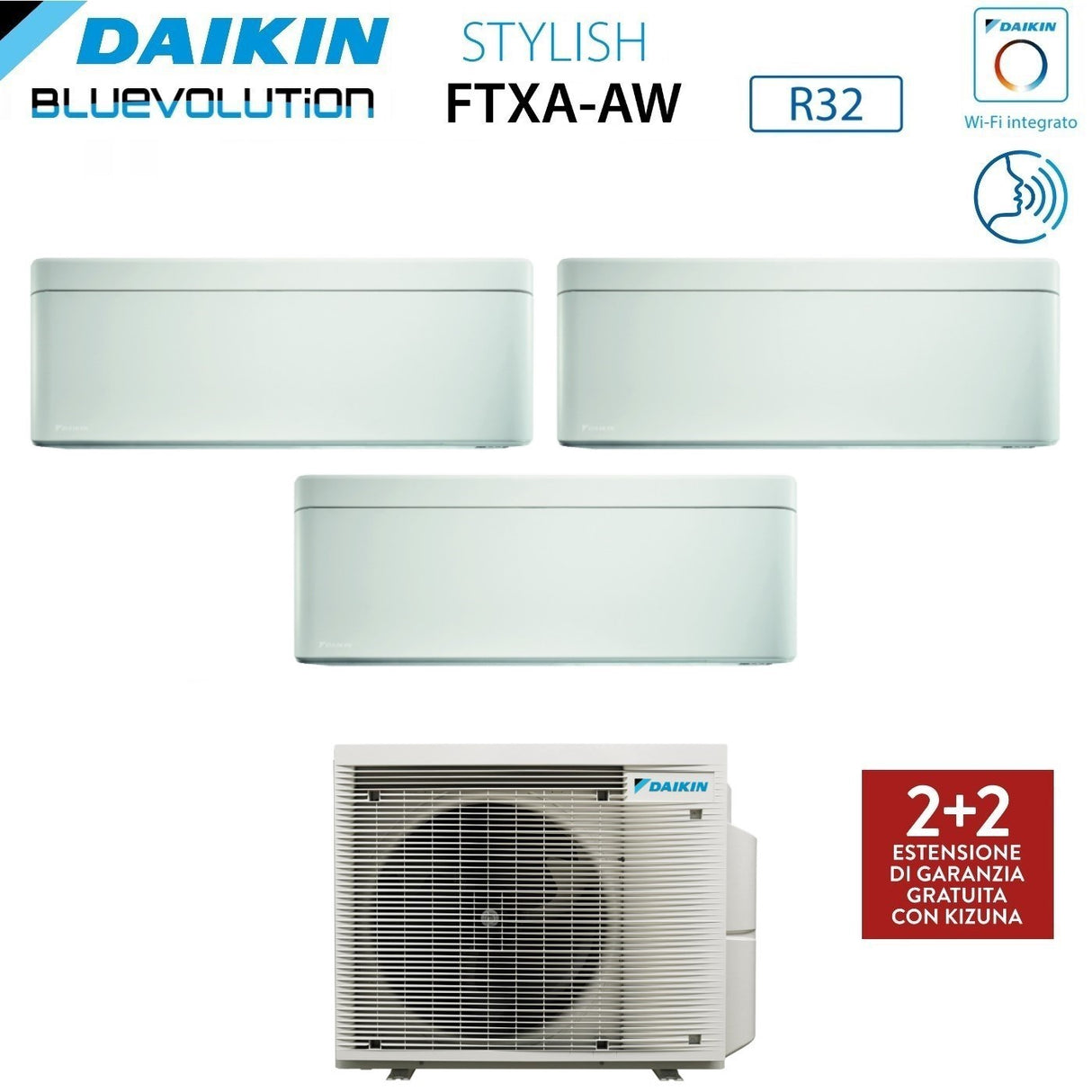 climatizzatore condizionatore daikin bluevolution trial split inverter serie stylish white 7_7_9 con 3mxm40m n wi fi r 32 7000_7000_9000 bianco new 2018