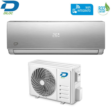 climatizzatore condizionatore diloc inverter serie jessica silver 24000 btu d.jessica 24000slv r 32 wi fi integrato argento classe a__ a___