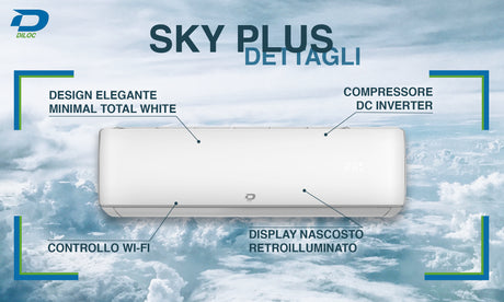 climatizzatore condizionatore diloc inverter serie sky plus 18000 btu d.sky18000plus r 32 wi fi integrato classe a__ a_ novita