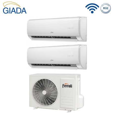 climatizzatore condizionatore dual split inverter ferroli giada m 9000_12000 btu con 18 2 wi fi integrato alexa e google home 9_12 novita