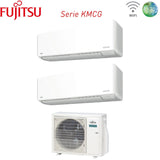 climatizzatore condizionatore fujitsu dual split inverter serie km 9_12 con aoyg18kbta2 r 32 wi fi integrato 9000_12000