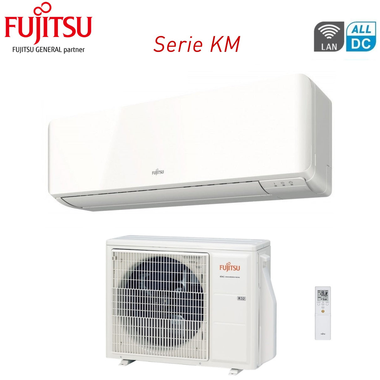 climatizzatore condizionatore fujitsu inverter serie km 7000 btu asyg07kmce codice 3ngf87160 r 32 wi fi optional classe a__ a_