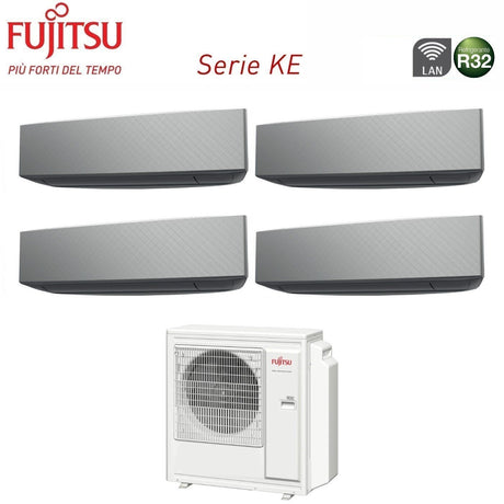 climatizzatore condizionatore fujitsu quadri split inverter serie ke silver 7_9_14_14 con aoyg30kbta4 r 32 wi fi integrato 7000_9000_14000_14000 colore bianco