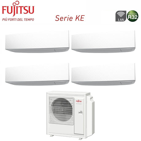 climatizzatore condizionatore fujitsu quadri split inverter serie ke white 7_7_7_14 con aoyg30kbta4 r 32 wi fi integrato 7000_7000_7000_14000 colore bianco