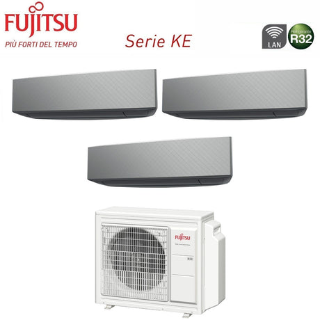 climatizzatore condizionatore fujitsu trial split inverter serie ke silver 7_12_12 con aoyg24kbta3 r 32 wi fi integrato 7000_12000_12000 colore bianco