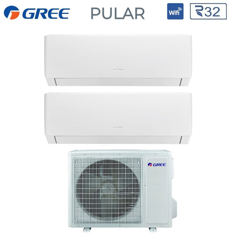 climatizzatore condizionatore gree dual split inverter serie pular 7_7 con gwhd 14 nk6oo r 32 wi fi integrato 7000_7000