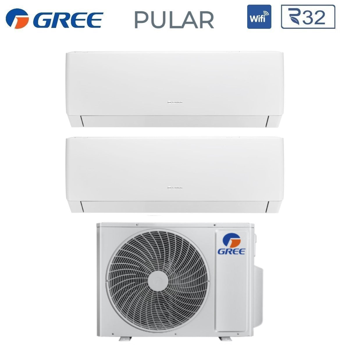 climatizzatore condizionatore gree dual split inverter serie pular 9_18 con gwhd 28 nk6oo r 32 wi fi integrato 9000_18000