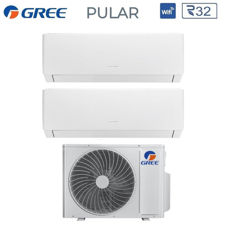 climatizzatore condizionatore gree dual split inverter serie pular 9_18 con gwhd 28 nk6oo r 32 wi fi integrato 9000_18000