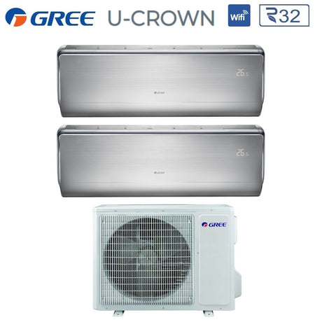 climatizzatore condizionatore gree dual split inverter serie u crown 9_12 con gwhd 18 nk6oo r 32 wi fi integrato 9000_12000