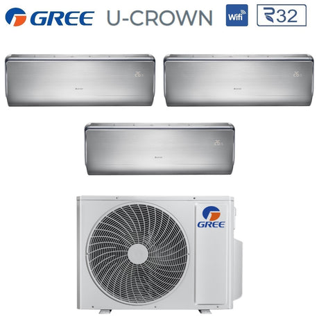 climatizzatore condizionatore gree trial split inverter serie u crown 9_12_12 con gwhd 24 nk6oo r 32 wi fi integrato 9000_12000_12000