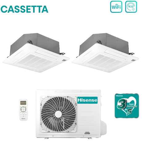 climatizzatore condizionatore hisense dual split a cassetta 9_9 con 2amw50u4rxa r 32 wi fi optional 9000_9000 con telecomando e pannello incluso novita 7161