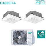 climatizzatore condizionatore hisense dual split inverter a cassetta 9+12 con 2amw52u4rxc r 32 wi fi optional 9000+12000 con telecomando e pannello incluso