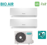 climatizzatore condizionatore hisense dual split inverter serie bio air 12_12 con 2amw52u4rxc r 32 wi fi integrato 12000_12000