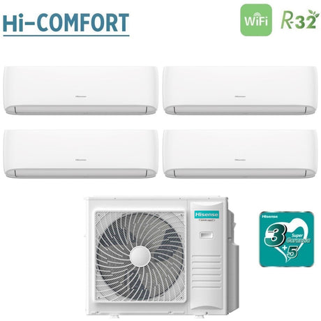 climatizzatore condizionatore hisense quadri split inverter serie hi comfort 9_9_9_12 con 4amw105u4raa r 32 wi fi integrato 9000_9000_9000_12000 novita