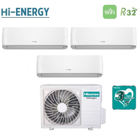 climatizzatore condizionatore hisense trial split inverter serie hi energy 9_9_12 con 3amw72u4rjc r 32 wi fi integrato 9000_9000_12000 novita