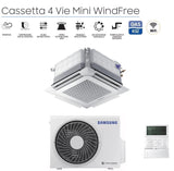 climatizzatore condizionatore inverter samsung cassetta 4 vie mini windfree 12000 btu r 32 ac035rnndkg con pannello e comando a filo novita
