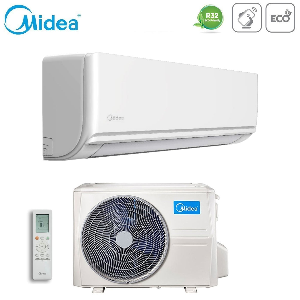 climatizzatore condizionatore midea inverter serie exclusive 12000 btu msagwbu 12hrdn8 r 32 wi fi optional classe a__ a_