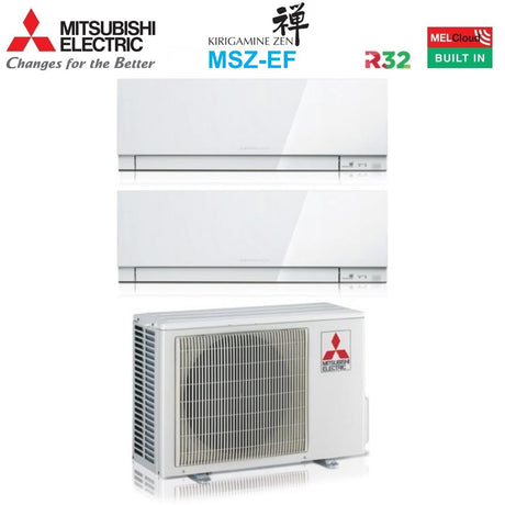 climatizzatore condizionatore mitsubishi electric dual split inverter serie kirigamine zen white msz ef 18_18 con mxz 3f54vf r 32 wi fi integrato colore bianco 18000_18000
