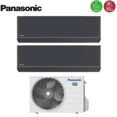 climatizzatore condizionatore panasonic dual split inverter serie etherea dark 7_12 con cu 2z35tbe r 32 wi fi integrato colore grigio grafite 7000_12000