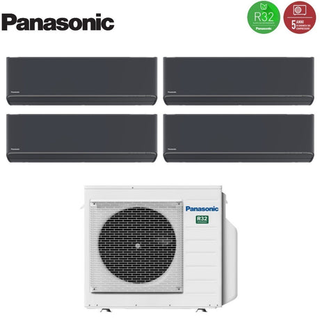 climatizzatore condizionatore panasonic quadri split inverter serie etherea dark 7_7_7_12 con cu 4z68tbe r 32 wi fi integrato colore grigio grafite 7000_7000_7000_12000