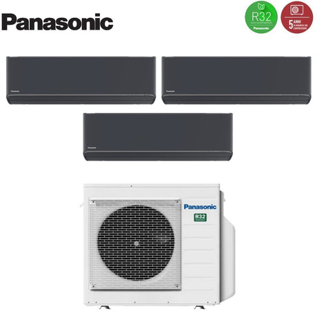 climatizzatore condizionatore panasonic trial split inverter serie etherea dark 7_7_12 con cu 3z52tbe r 32 wi fi integrato colore grigio grafite 7000_7000_12000