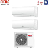 climatizzatore condizionatore riello dual split inverter serie aaria plus 9_12 con aaria multi 370 p r 32 wi fi optional 9000_12000