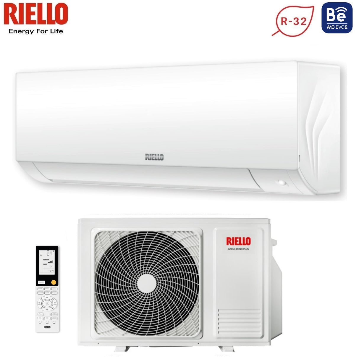 climatizzatore condizionatore riello inverter serie aaria mono plus 12000 btu amw35 plus r32 wi fi optional new 2018