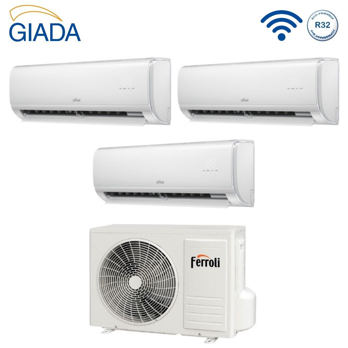 climatizzatore condizionatore trial split inverter ferroli giada m 9000_9000_12000 btu con 27 3 wi fi integrato alexa e google home 9_9_12 novita
