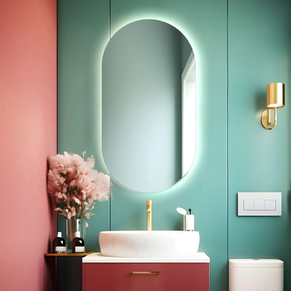divina garden specchio da bagno ovale retroilluminato reversibile olivia led 50x100 ean 8056157809517