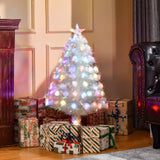 immagine-2-easycomfort-easycomfort-albero-di-natale-artificiale-con-luci-led-colorate-e-fibre-ottiche-90-rami-base-in-metallo-pieghevole-90cm-bianco