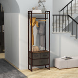 easycomfort easycomfort appendiabiti da terra con asta 3 cassetti e ripiani in legno mdf e acciaio 58 5x30x178 cm marrone