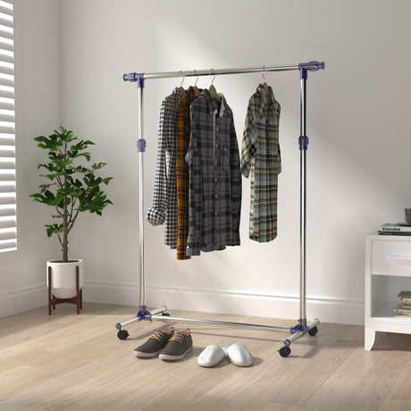 easycomfort easycomfort appendiabiti stender porta abiti singolo per vestiti in acciaio inox su ruote larghezza e altezza regolabili ean 8054111842938