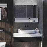 easycomfort easycomfort armadietto con specchio a muro luci a led ripiano aperto e ripiano interno 80x15x60cm