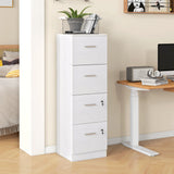 easycomfort easycomfort armadio per ufficio a 4 cassetti con 2 serrature e barra portadocumenti in legno 40x42x130 8 cm bianco
