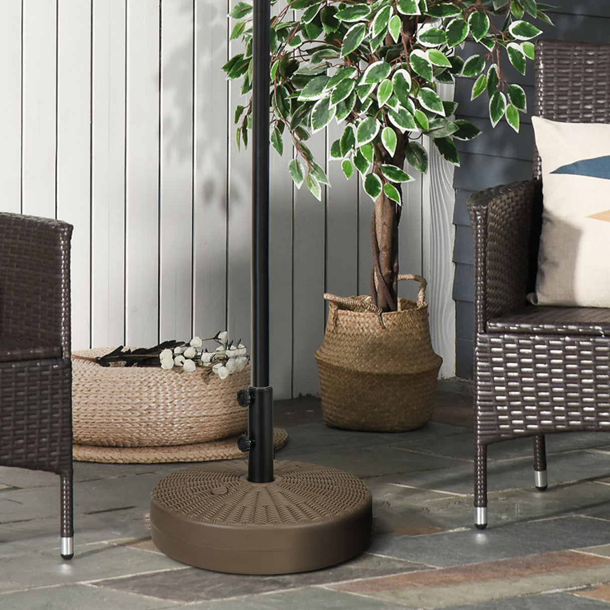 easycomfort easycomfort base per ombrellone con 2 manopole incorporate in hdpe e acciaio 51x36 cm marrone e nero