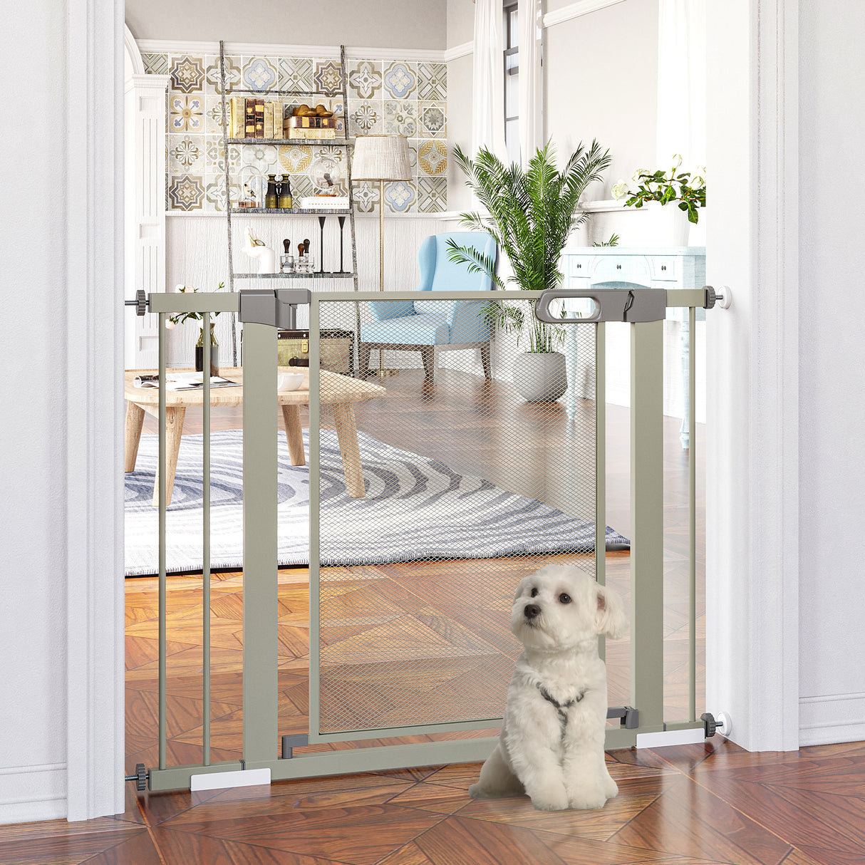 easycomfort easycomfort cancellino per cani estensibile a pressione con chiusura automatica 75 103x76 cm grigio