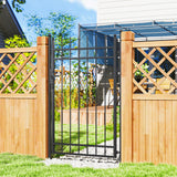 easycomfort easycomfort cancello giardino a 2 paletti con maniglia lucchetto e 3 chiavi in acciaio zincato 105x204 cm nero