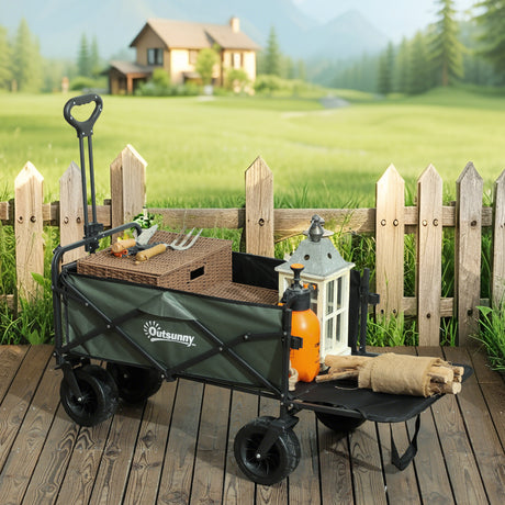 easycomfort easycomfort carrello da giardino da 95l pieghevole con pannello apribile in acciaio e poliestere 125x48x78 102 cm verde