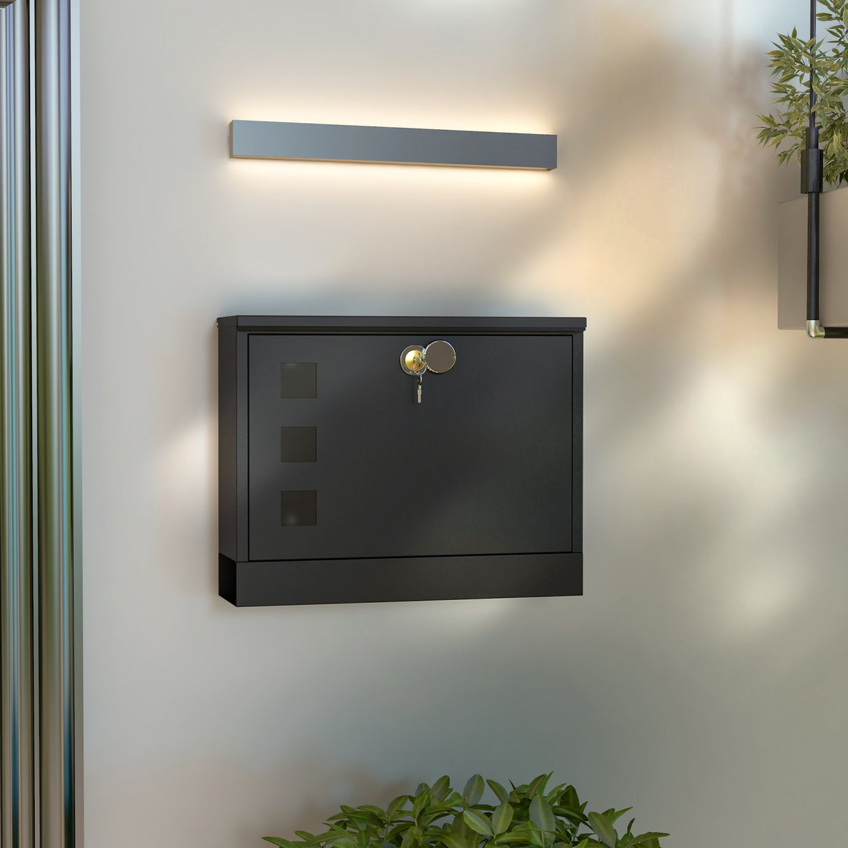 easycomfort easycomfort cassetta postale in metallo con 2 chiavi di sicurezza 3 finestre e foro di drenaggio 36 5x11 5x29 cm nera