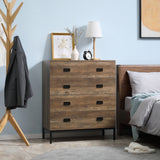easycomfort easycomfort cassettiera 4 cassetti in truciolato e metallo per soggiorno e camera da letto 80x39x95 cm marrone