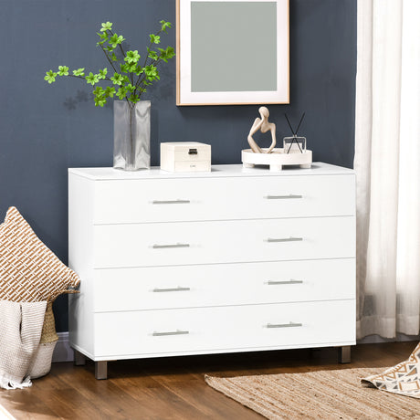 easycomfort easycomfort cassettiera 4 cassetti per camera da letto in legno con maniglie in metallo bianco