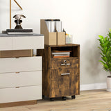 easycomfort easycomfort cassettiera da ufficio portadocumenti in legno con 2 cassetti e ripiano aperto 39x40x65 cm marrone