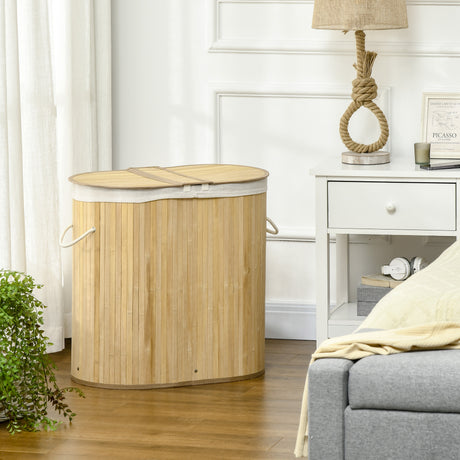 easycomfort easycomfort cesto portabiancheria a 2 sezioni 2 coperchi e capacita 100l con sacca interna removibile 62 5x37x60 5 cm