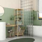 easycomfort easycomfort colonna bagno con 3 ripiani in legno di bambu e cesto portabiancheria in tessuto 44x33x160cm