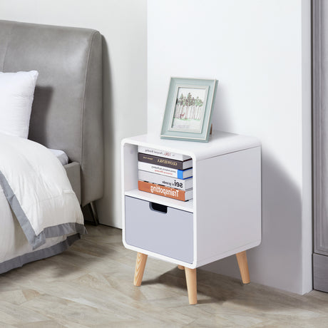 easycomfort easycomfort comodino con cassetto in mdf e legno di pino per camera da letto soggiorno e bagno 40x38x58 cm