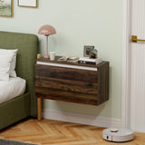 easycomfort easycomfort comodino sospeso con cassetto senza maniglie e con fissaggio a parete 80x30x45cm noce